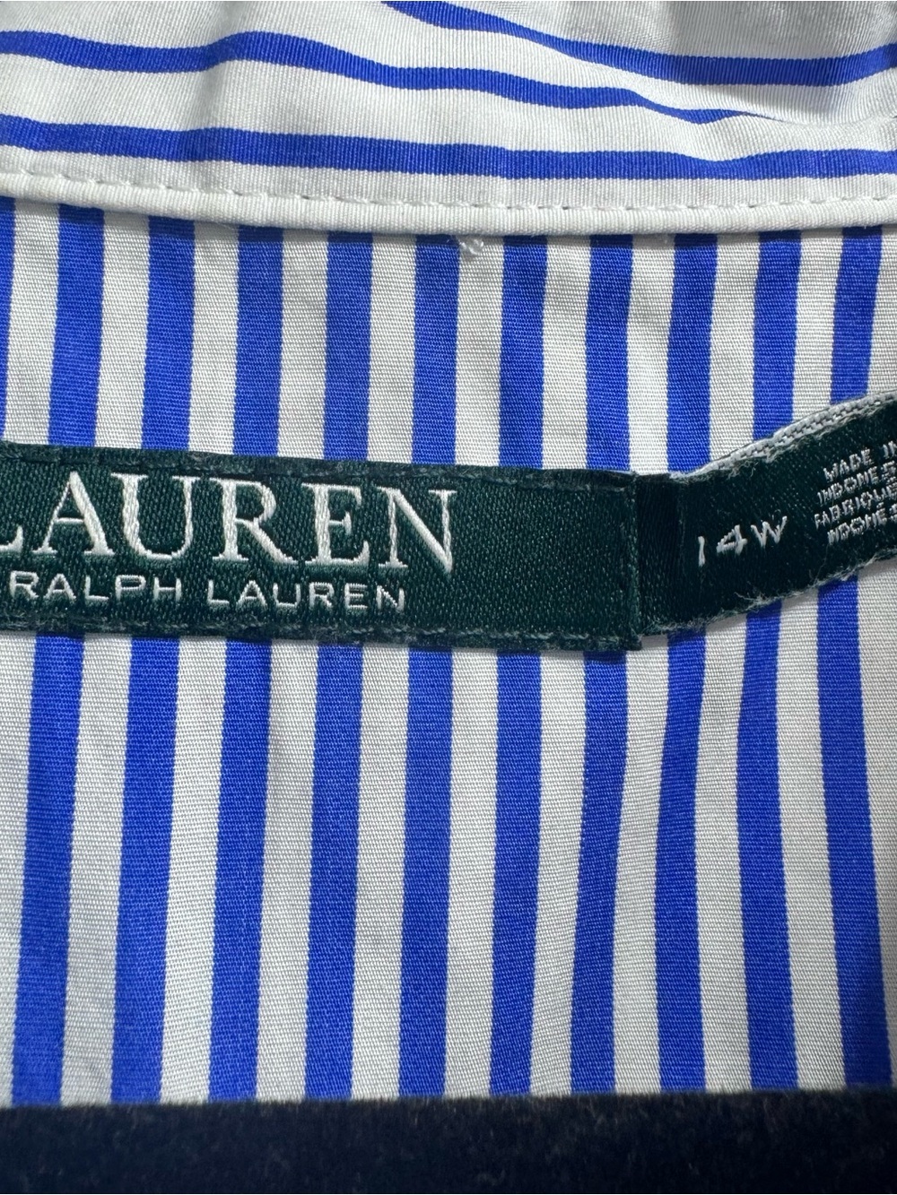 Lauren Ralph Lauren Coastal Striped Cotton Shirt Dress Ruffle Sleeve Size 14W - Picture 7 of 10
